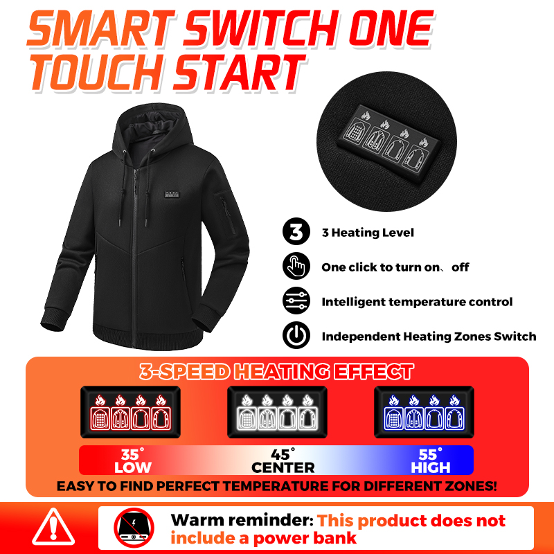 26 Zones Heated Hoodie Electri - Outdoor Sport Jacket ulasan dan harga