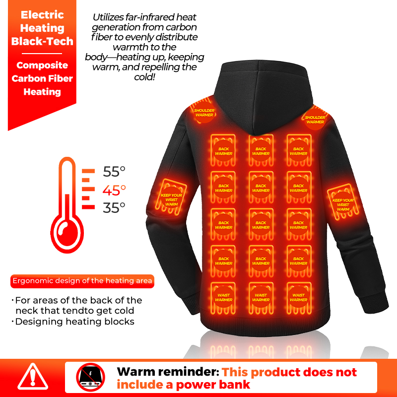26 Zones Heated Hoodie Electri - Outdoor Sport Jacket ulasan dan harga