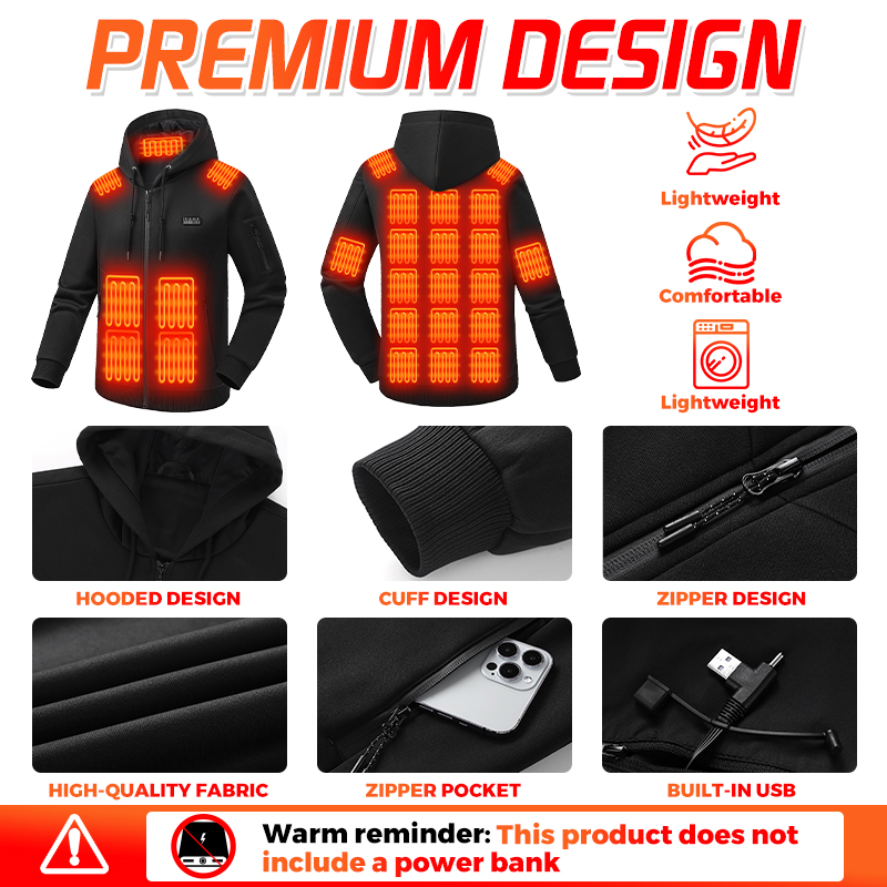 26 Zones Heated Hoodie Electri - Outdoor Sport Jacket ulasan dan harga